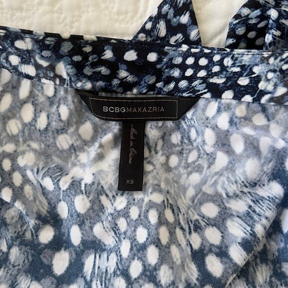 BCBG Max Azria Wrap Dress Ellyette Blue Feather Work Wear XS - Picture 9 of 9